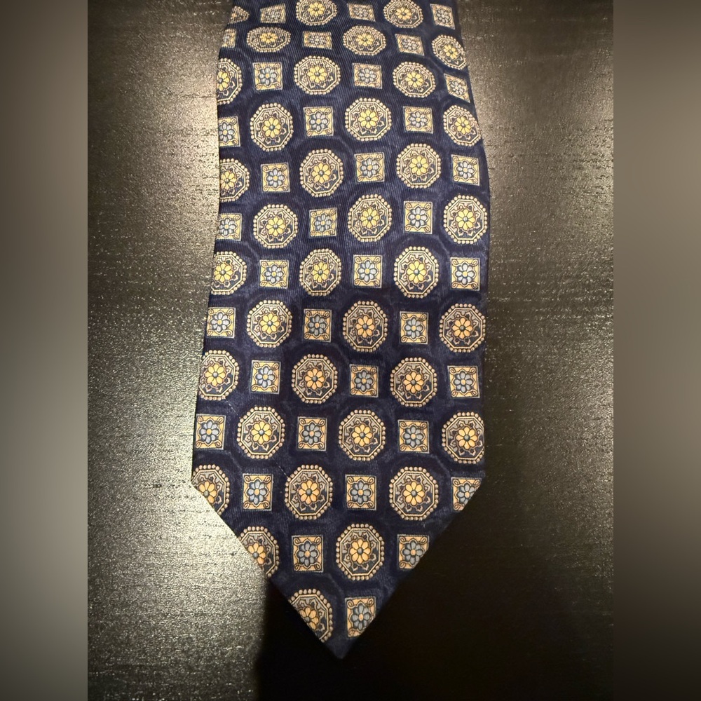 John W. Nordstrom Navy and Gold Geometric Tie